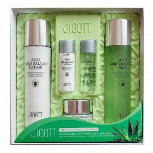 Набор средств для лица с экстрактом алоэ Jigott Aloe Aqua Balance Skin Care 3SET  (тонер, лосьон, крем для лица)