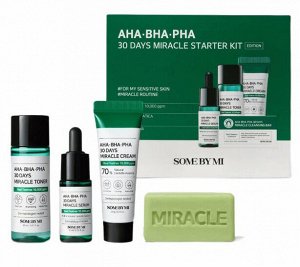 Набор миниатюр для проблемной кожи с кислотами SOME BY MI AHA-BHA-PHA 30 Days Starter KIT (мыло, тонер, сыворотка, крем)