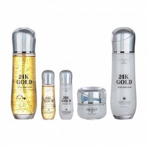 Набор средств для лица  с 24к золотом Jigott Signature 24K Gold Essential Skin Care 3SET  (тонер, эмульсия, крем для лица)