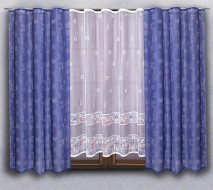 Готовые шторы арт.  22385/200, АЛФАВИТ, комплект для детской, размеры: тюль: 300 см ширина х 170 см высота.;  портьеры (145 см ширина. х 200 см высота) х 2