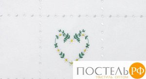 КПБ 'СЕРДЕЧКИ NEW' р-р: 100x140+40х60+130х75х25см, цвет: белый/зеленый/желтый (Подарочная Коробка)