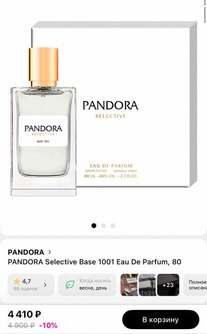 Духи Pandora Selective Base 1001 80 мл. Оригинал