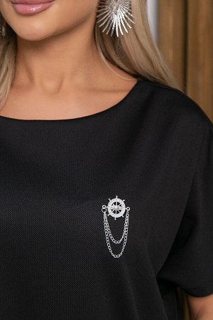 Платье Кайла (черное/брошь) П13181-10М