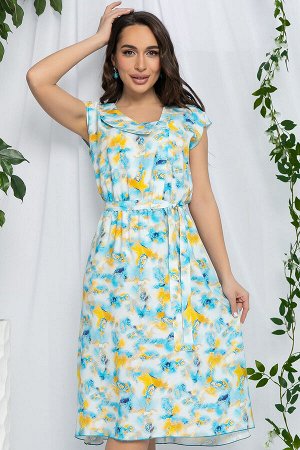 Платье Весенний луг (бирюзовый мультиколор) П13215-3М