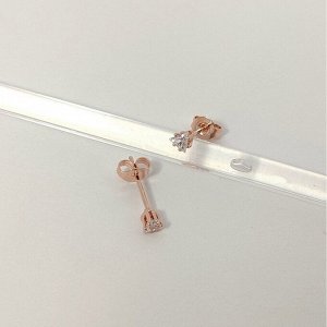 Серьги гвоздики с кристаллами бижутерия под золото