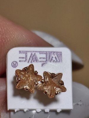 Серьги гвоздики с кристаллами бижутерия под золото