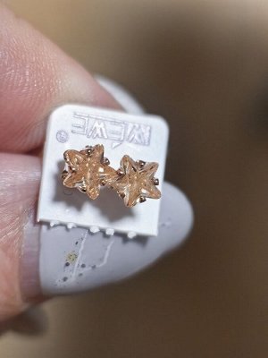 Серьги гвоздики с кристаллами бижутерия под золото