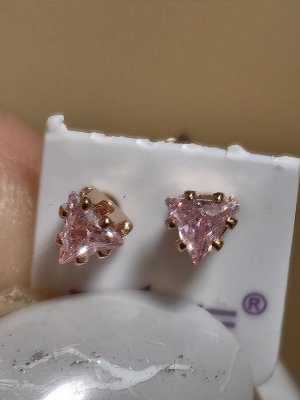 Серьги гвоздики с кристаллами бижутерия под золото