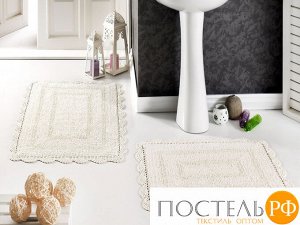 5088 Набор ковриков для ванной "KARNA" кружевной EVORA 60x100 + 50x70 cm Кремовый