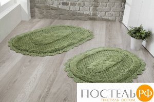 5097 Набор ковриков для ванной "MODALIN" кружевной LOKAL 60x100 + 50x70 см 1/2 Темно-зеленый