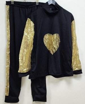 Женский костюм с пайетками, черный
