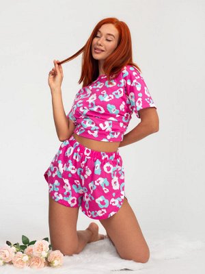 Костюм женский кулирка с шортами "АФРИКА" РОЗОВЫЙ
