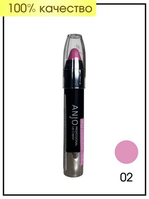 Anjo Professional Помада карандаш для губ №02 Lip Crayon Hot Pink №02, 3 гр