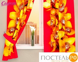 01974-ФК-ГБ-013 Фотошторы 'Желтая орхидея', Габардин (100% полиэстер), 145х160 см - 2 шт, Лента, упаковка: ПВХ