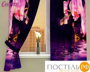 02656-ФК-ГБ-013 Фотошторы 'Орхидея над водой', Габардин (100% полиэстер), 145х160 см - 2 шт, Лента, упаковка: ПВХ