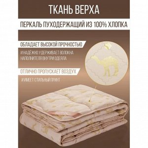 Одеяло 1.5-спальное, 140х205 см, Верблюжья шерсть, 300 г/м2, всесезонное, чехол 100% хлопок, кант, Verossa