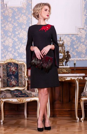 Платье Euro Moda 197 черный с красным