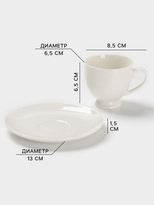 Кофейная пара Magisto English tea party, 115 мл, фарфор, белая