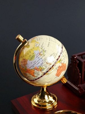 Набор настольный 6в1с визитницей и часами, вишня