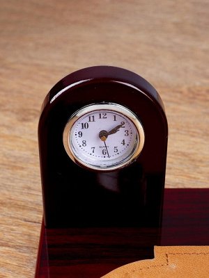 Набор настольный 5в1 с визитницей и часами, вишня 34х20х13 см