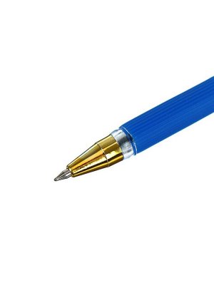Ручка шариковая 0.5 мм, стержень синий, корпус прозрачный с резиновым держателем