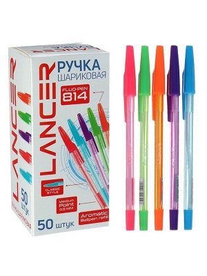 Ручка шариковая LANCER Fluo 814, 0.5 мм, стержень синий, ароматизированная, МИКС