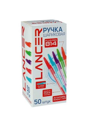 Ручка шариковая LANCER Fluo 814, 0.5 мм, стержень синий, ароматизированная, МИКС