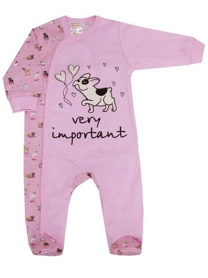 Розовый комбинезон с щенком "Милый щенок" для новорождённой (76106)