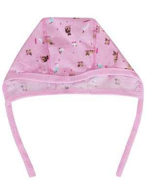 Розовый чепчик с собачками "Милый щенок" для новорождённого (78106)