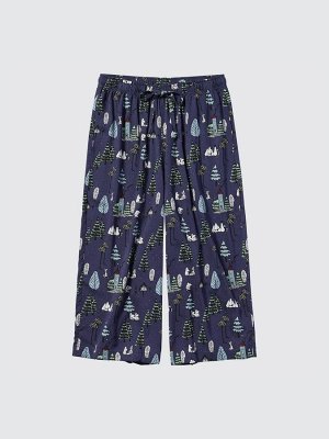 UNIQLO - домашние брюки из вискозы с Муми-троллем - 69 NAVY