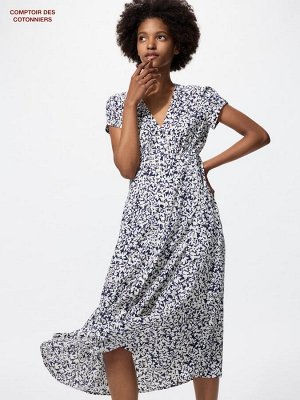 UNIQLO x Comptoir des Cotonniers - легкое длинное платье с цветочным принтом - 00 WHITE