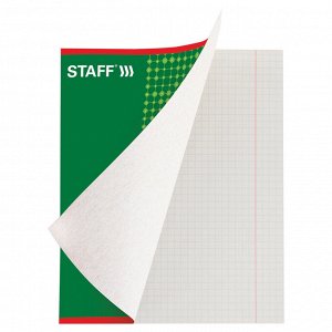 Тетрадь 48л. КЛЕТКА, STAFF, А5, скоба, офсет №2 ЭКОНОМ, обложка картон, ОДИН ЦВЕТ (точки),1 шт, 402782