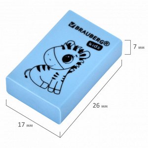 Ластик BRAUBERG KIDS "Школьный", 26х17х7мм, прямоугольный, пастельные цвета ассорти,1 шт, 271991