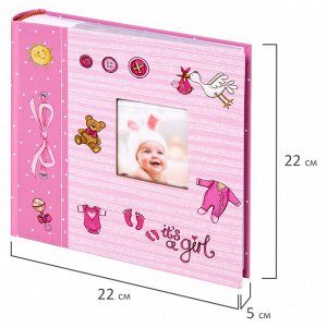 Фотоальбом на 200 фото 10*15см, BRAUBERG "It's a girl", твердая обложка, бум. стр, бокс, розовый,391145