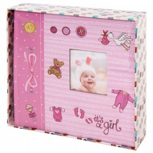 Фотоальбом на 200 фото 10*15см, BRAUBERG "It's a girl", твердая обложка, бум. стр, бокс, розовый,391145