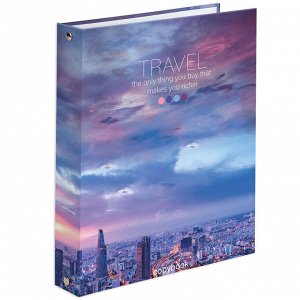 Тетрадь на кольцах 120л, КЛЕТКА, твердый картон,  А5 175х215мм, BRAUBERG, Travel, 404080