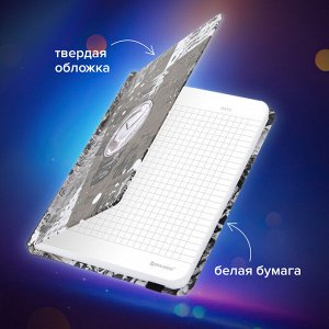 Блокнот с резинкой в клетку 96л, МАЛЫЙ ФОРМАТ А6 109х148, твердая обложка, BRAUBERG, Часы, 113737