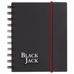 Блокнот МАЛЫЙ ФОРМАТ А6 105х148мм, 150л, гребень, пластик, клетка, BRAUBERG, Black Jack, 125388