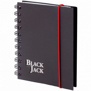 Блокнот МАЛЫЙ ФОРМАТ А6 105х148мм, 150л, гребень, пластик, клетка, BRAUBERG, Black Jack, 125388