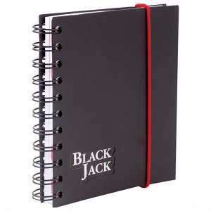 Блокнот МАЛЫЙ ФОРМАТ А6 105х148мм, 150л, гребень, пластик, клетка, BRAUBERG, Black Jack, 125388