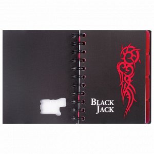 Блокнот МАЛЫЙ ФОРМАТ А6 105х148мм, 150л, гребень, пластик, клетка, BRAUBERG, Black Jack, 125388