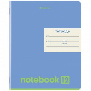 Тетрадь 12л. ЛИНИЯ, BRAUBERG, обложка картон, МОНОХРОМ,1 шт, 107283