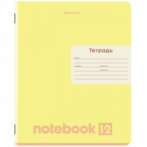 Тетрадь 12л. ЛИНИЯ, BRAUBERG, обложка картон, МОНОХРОМ,1 шт, 107283
