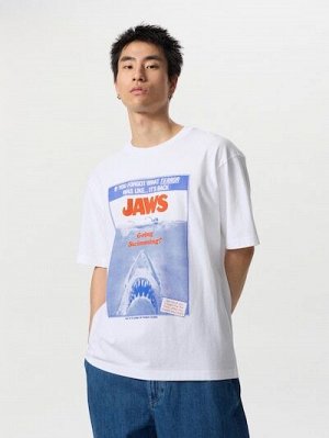 UNIQLO - хлопковая футболка c принтом фильма "Челюсти" - 00 WHITE