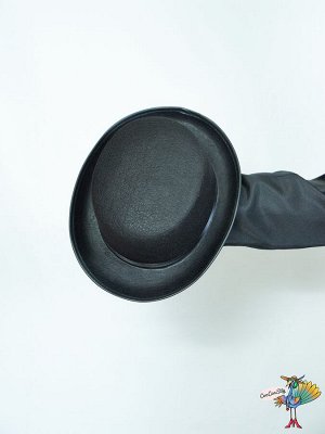 шляпа Цилиндр черная, фетр высота 12 см, обхват головы 58-59 см