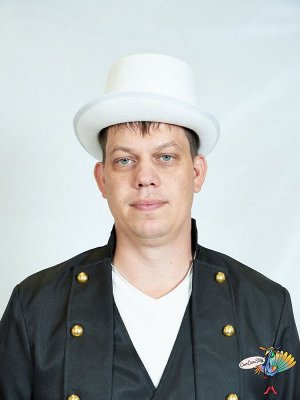 шляпа Цилиндр белая, фетр высота 14 см, обхват головы 54-56 см