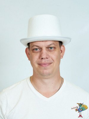 шляпа Цилиндр белая, фетр высота 14 см, обхват головы 54-56 см