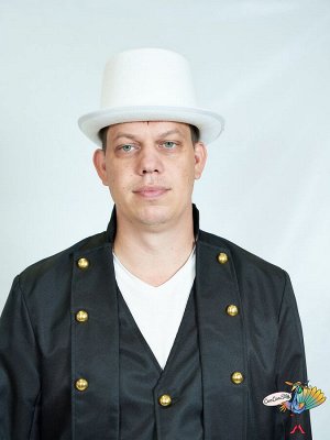 шляпа Цилиндр белая, фетр высота 14 см, обхват головы 54-56 см