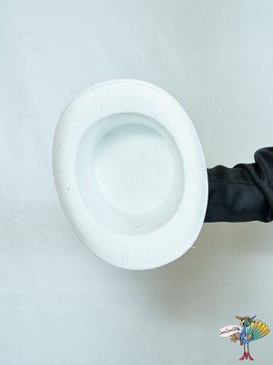 шляпа Цилиндр белая, фетр высота 16,5 см, обхват головы 58-59 см