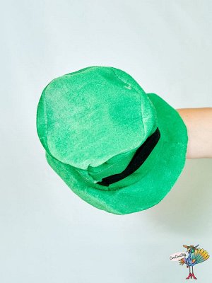 шляпа Ирландская зеленая с клевером и золотой пряжкой